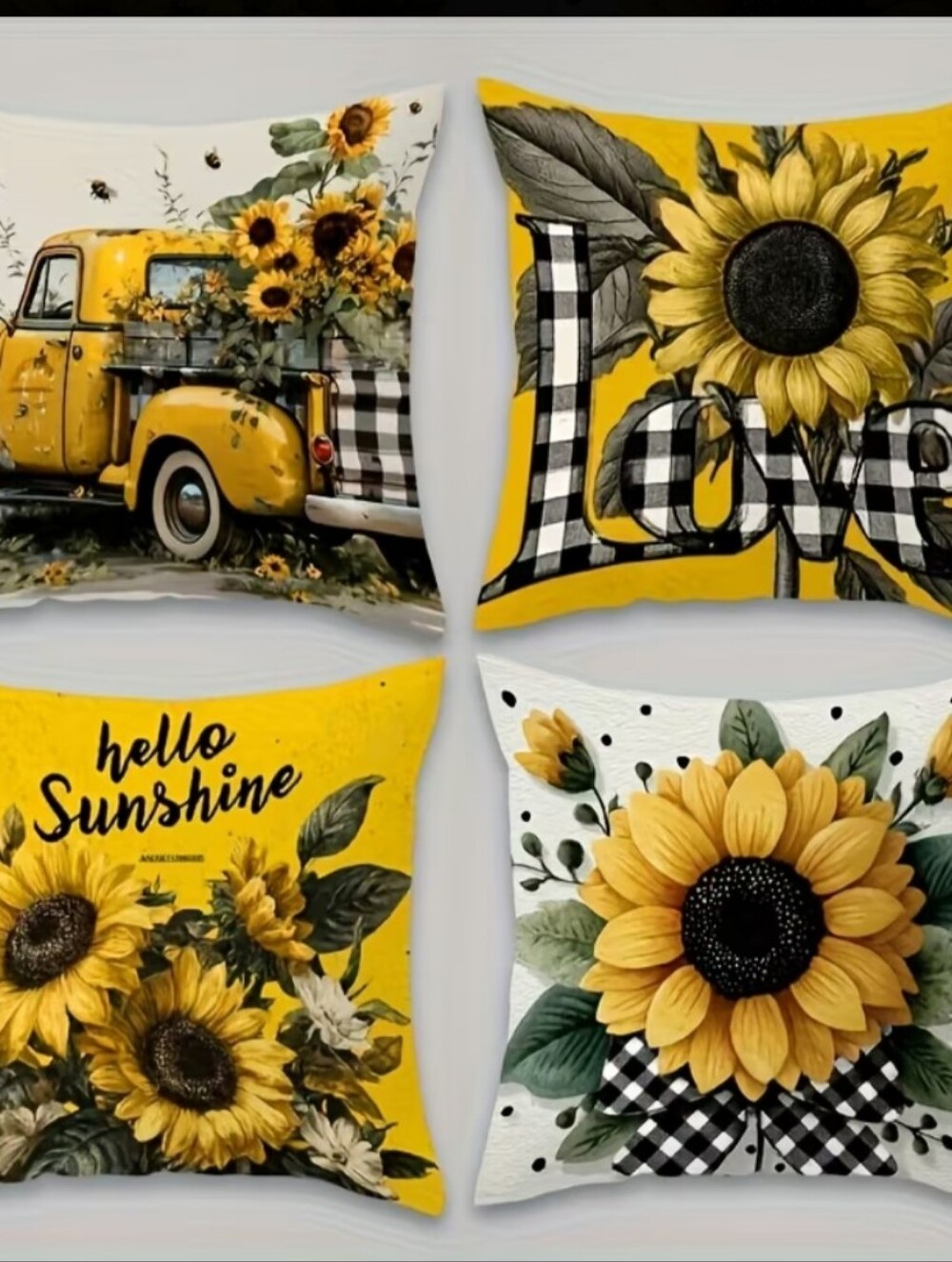 Sunflower Farmhouse Accent Pillow Covers Set - Yellow. NWT